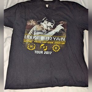 2017 Luke Bryan Large Black Graphic Concert T-shirt‎